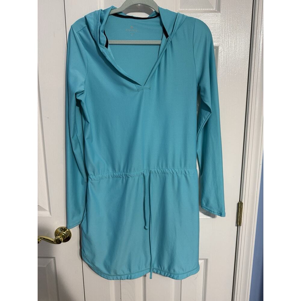 Athleta Aqua Hooded Swim Cover Up Dress Small Drawstring Waist Athletic Tunic S